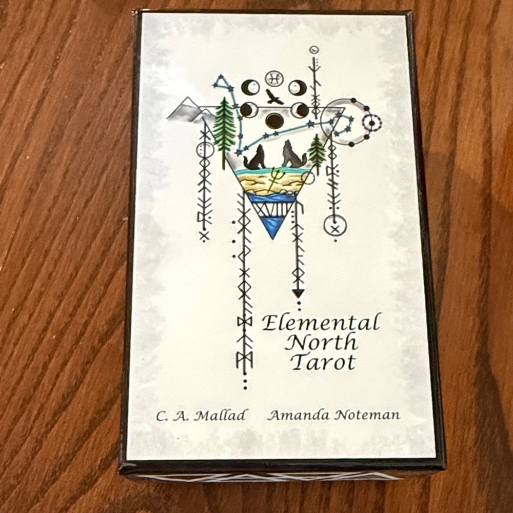 Elemental North Tarot Deck - Illustrated White Box with Blue & Green Accents